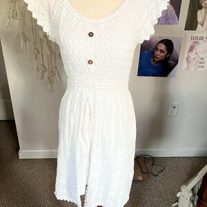 Chic White Crochet Midi Dress